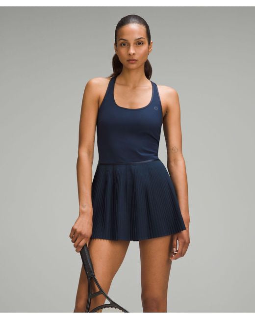 SCOOP-NECK PLEATED TENNIS DRESS